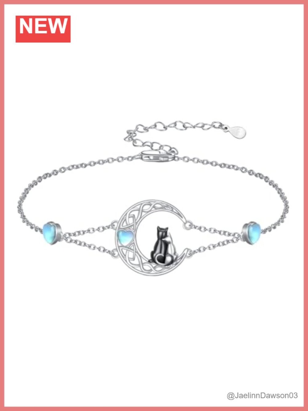 Dorunmo 925 Sterling Silver Cat Moonstone Anklet Adjustable Good Luck Jewelry